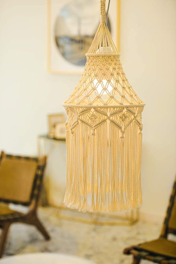 Beautiful Macrame Hanging Lamp For Home - Leechoo